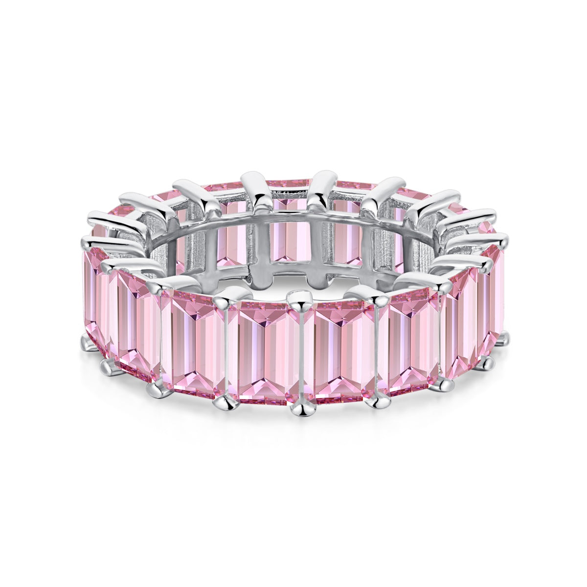 [RAFFINE]0.75 Carat Elegant Emerald Cut Tennis Ring