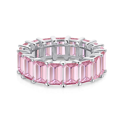 [RAFFINE]0.75 Carat Elegant Emerald Cut Tennis Ring