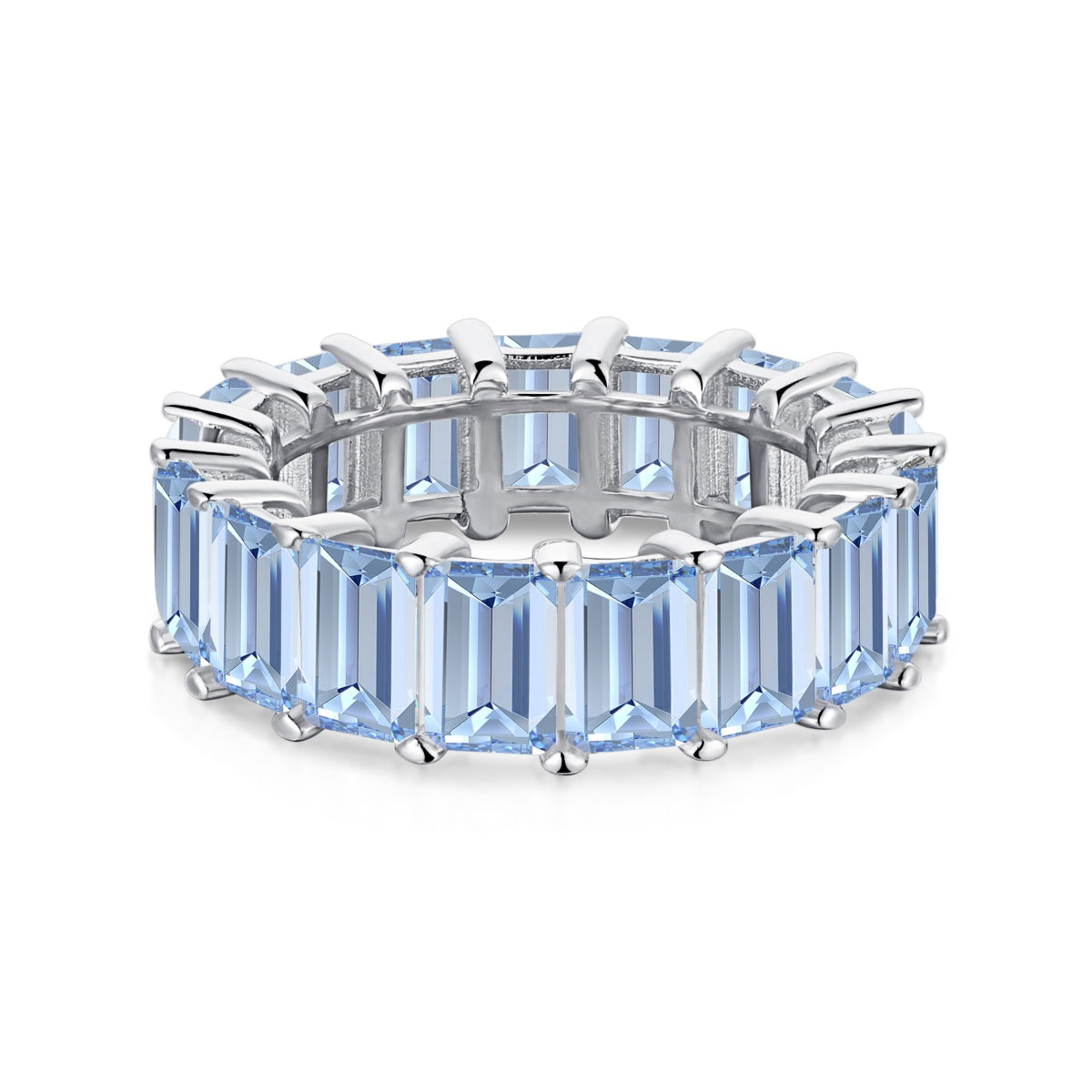[RAFFINE]0.75 Carat Elegant Emerald Cut Tennis Ring
