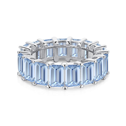 [RAFFINE]0.75 Carat Elegant Emerald Cut Tennis Ring