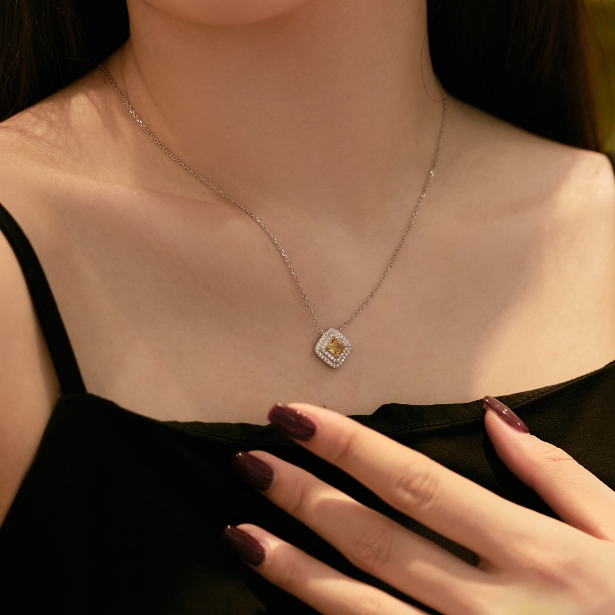 [RAFFINE]Collar brillante de corte Asscher
