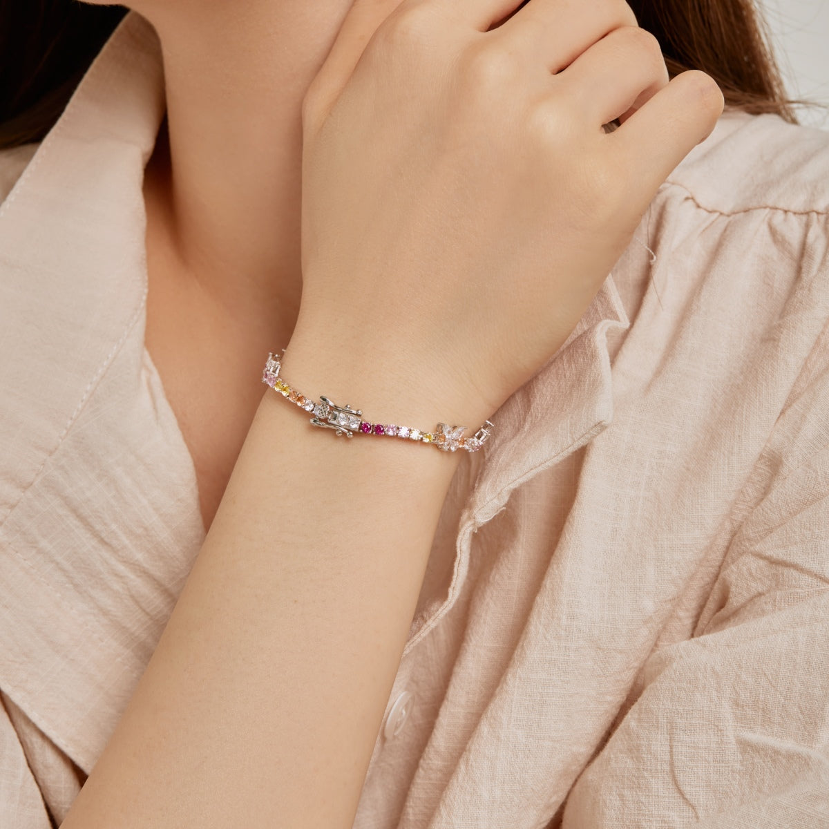 [RAFFINE]Ornate Colorful Butterfly Shape Round Cut Daily Bracelet