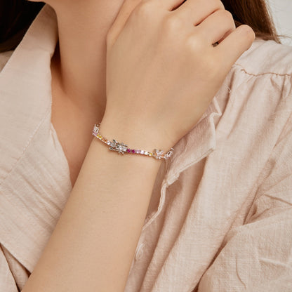 [RAFFINE]Ornate Colorful Butterfly Shape Round Cut Daily Bracelet