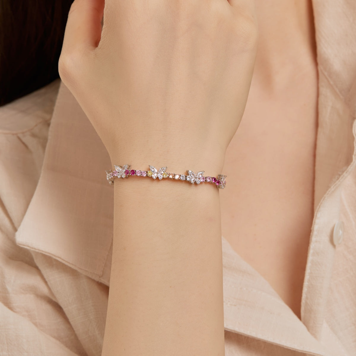 [RAFFINE]Ornate Colorful Butterfly Shape Round Cut Daily Bracelet