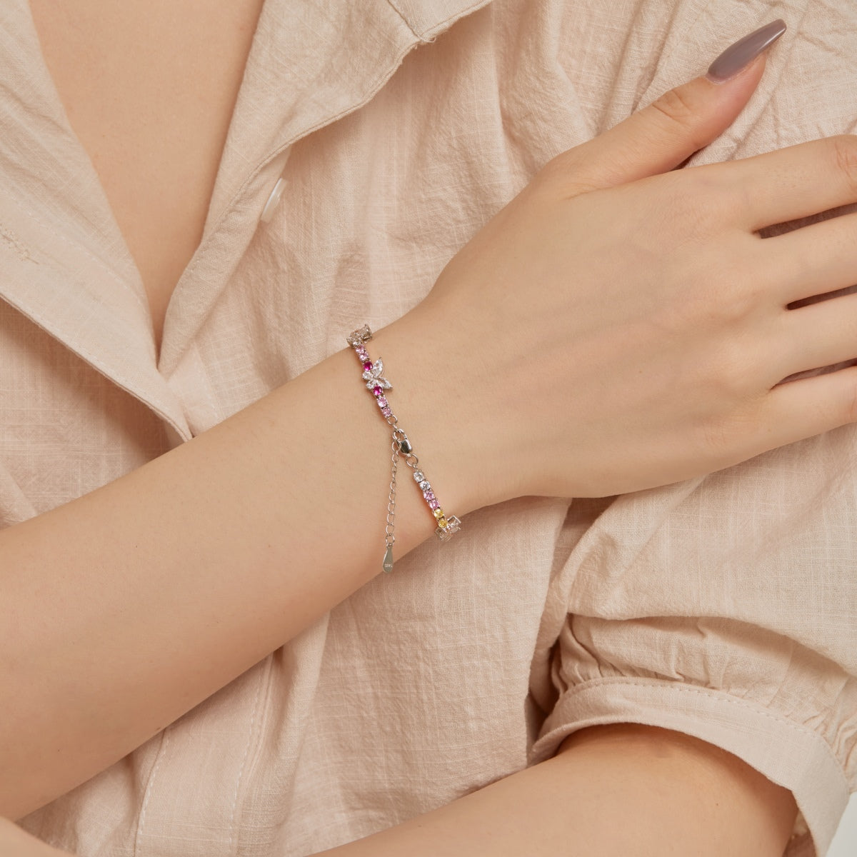 [RAFFINE]Ornate Colorful Butterfly Shape Round Cut Daily Bracelet