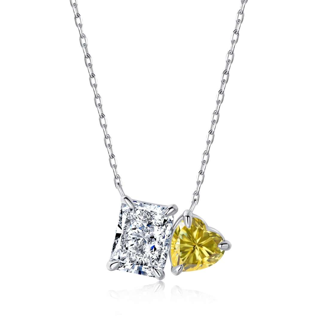 [RAFFINE]Collar deslumbrante con forma de cuadrado y corazón