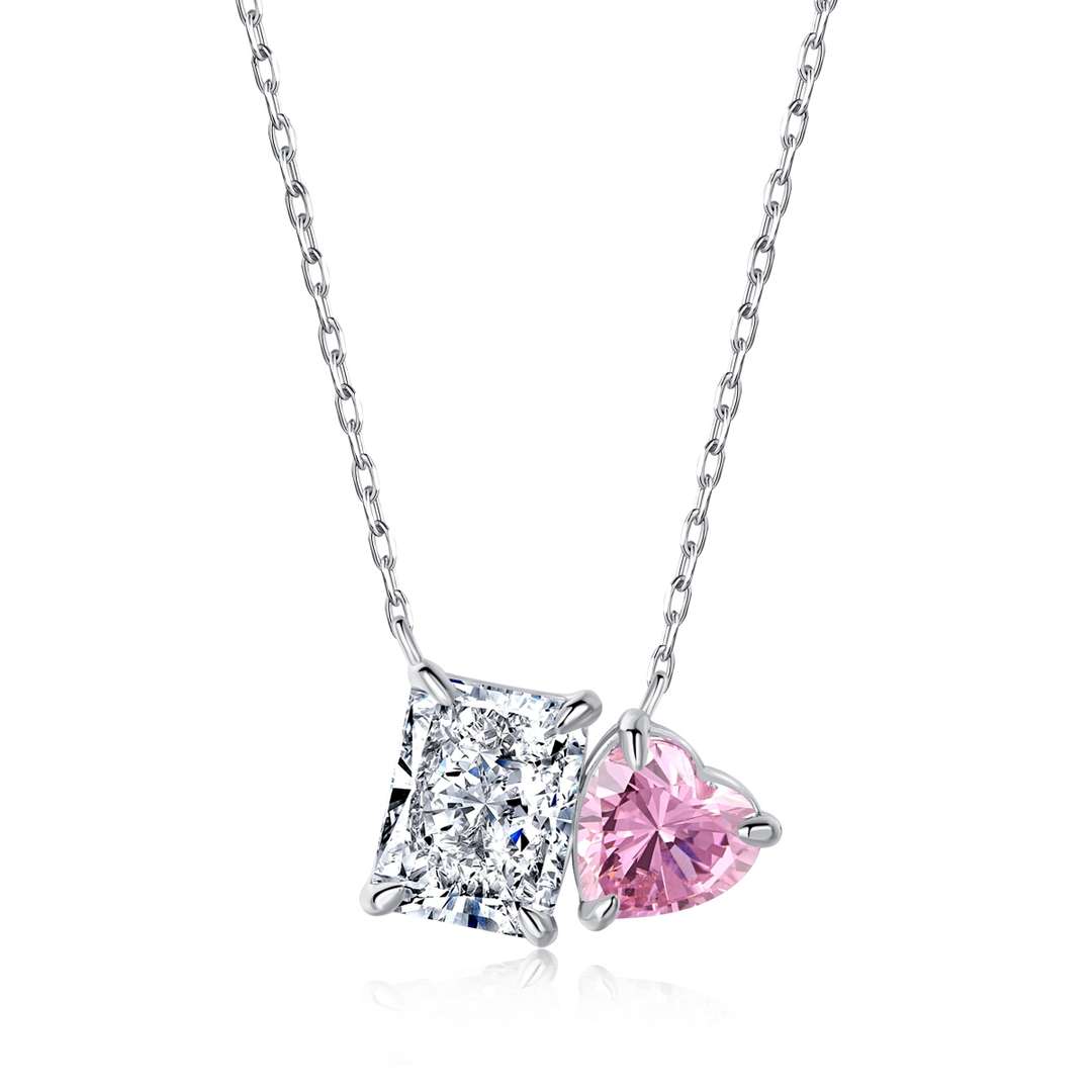[RAFFINE]Collar deslumbrante con forma de cuadrado y corazón