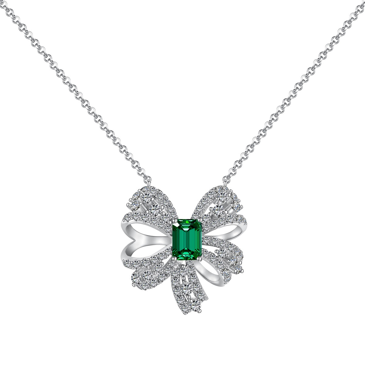 [RAFFINE] Collar lujoso con corte esmeralda en forma de flor