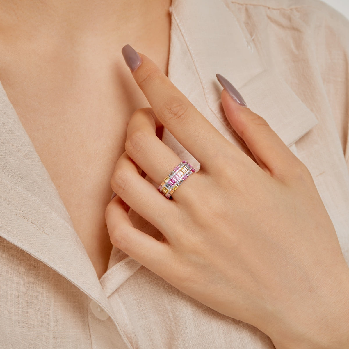 [RAFFINE]Dazzling Colorful Radiant Cut Party Ring