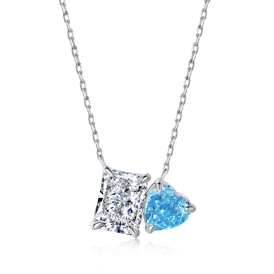 [RAFFINE]Collar deslumbrante con forma de cuadrado y corazón