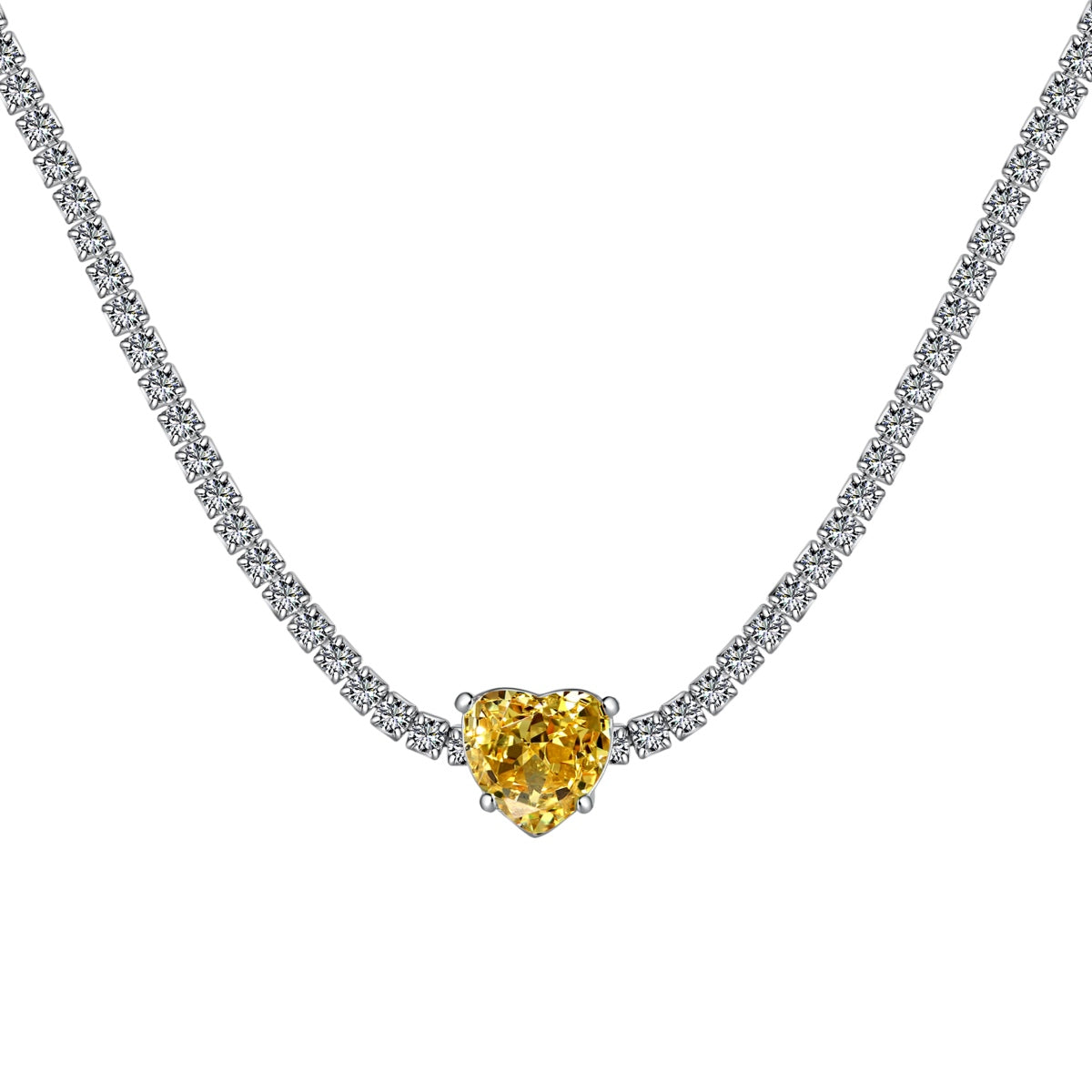 [RAFFINE]Collar de tenis brillante de 2,0 quilates con corte de corazón