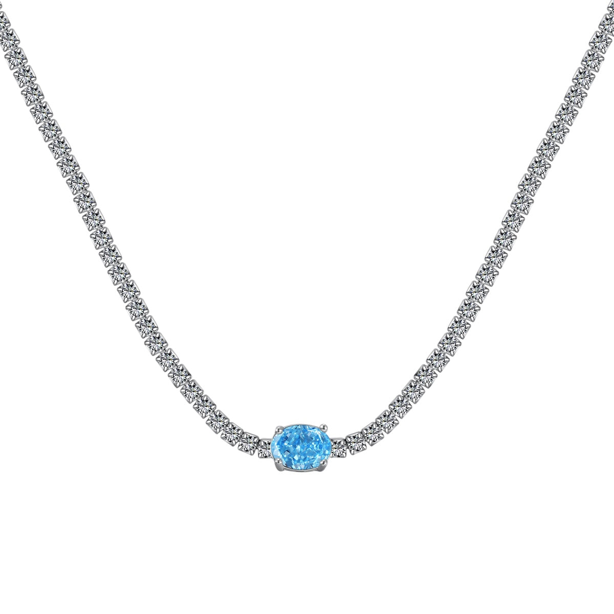 [RAFFINE]1.0 Carat Shining Oval Cut Necklace