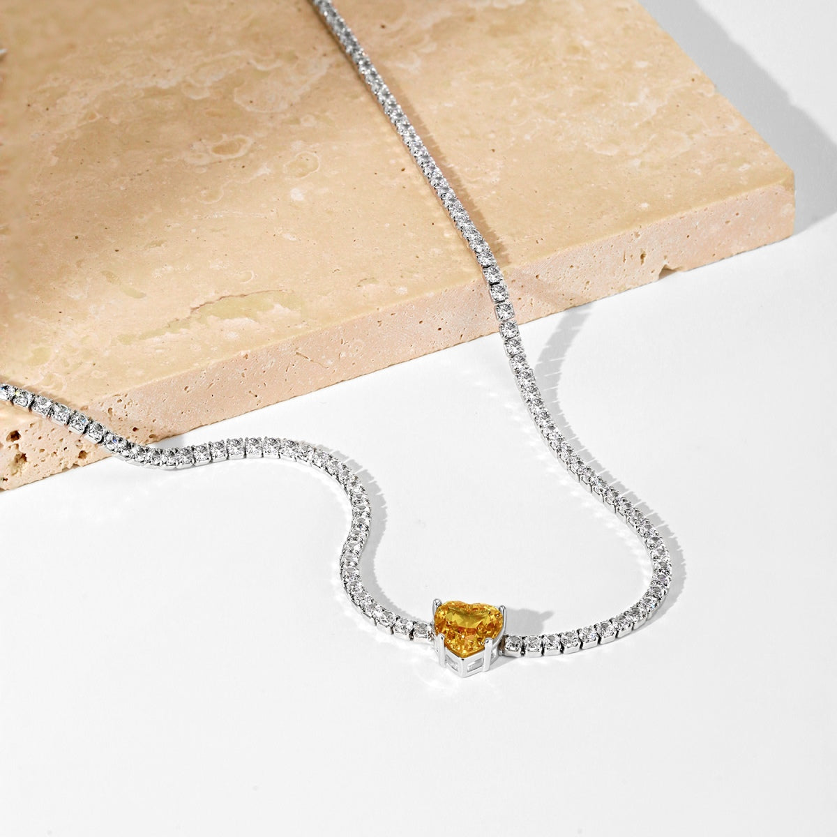[RAFFINE]Collar de tenis brillante de 2,0 quilates con corte de corazón
