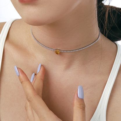 [RAFFINE]Collar de tenis brillante de 2,0 quilates con corte de corazón