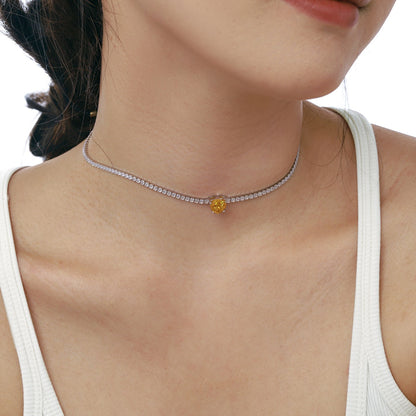 [RAFFINE]Collar de tenis brillante de 2,0 quilates con corte de corazón