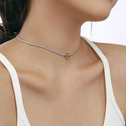 [RAFFINE]Collar de tenis brillante de 2,0 quilates con corte de corazón