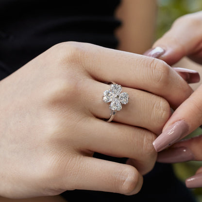[RAFFINE]Heart-shaped Four-Leaf Clover Ball Ring