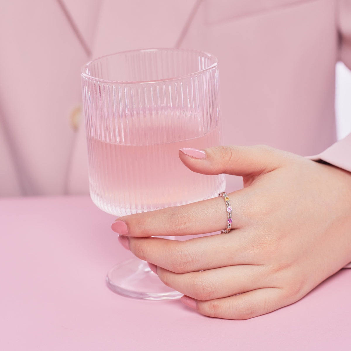 [RAFFINE]Sparkling Colorful Round Cut Tennis Ring