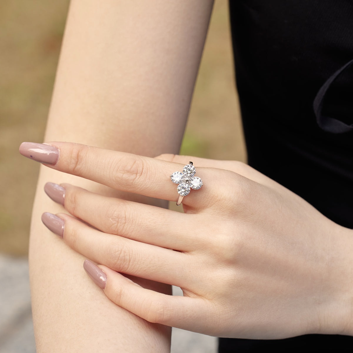 [RAFFINE]Four-Leaf Clover Eight-Pointed Star Ring