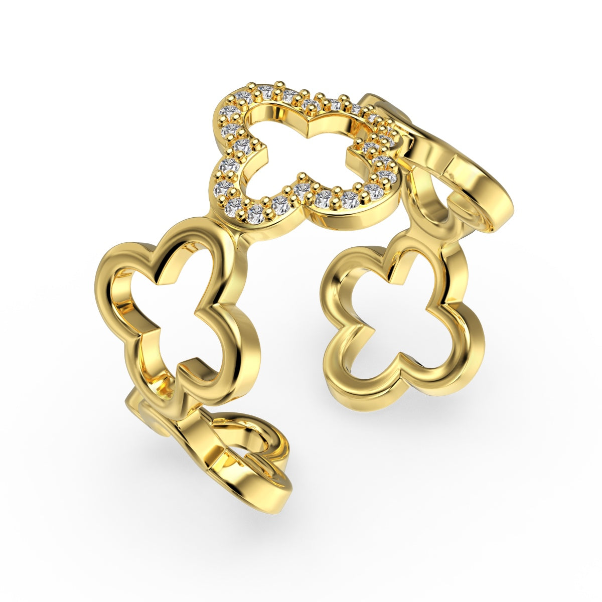 [RAFFINE]Hollow Design Four-Leaf Clover Flower Shape Ring