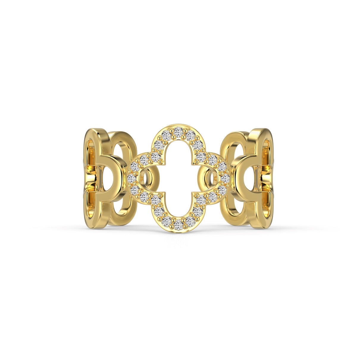 [RAFFINE]Hollow Design Four-Leaf Clover Flower Shape Ring