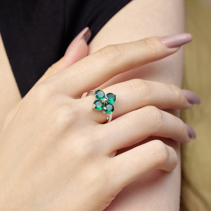 [RAFFINE]Four-Leaf Clover Eight-Pointed Star Ring