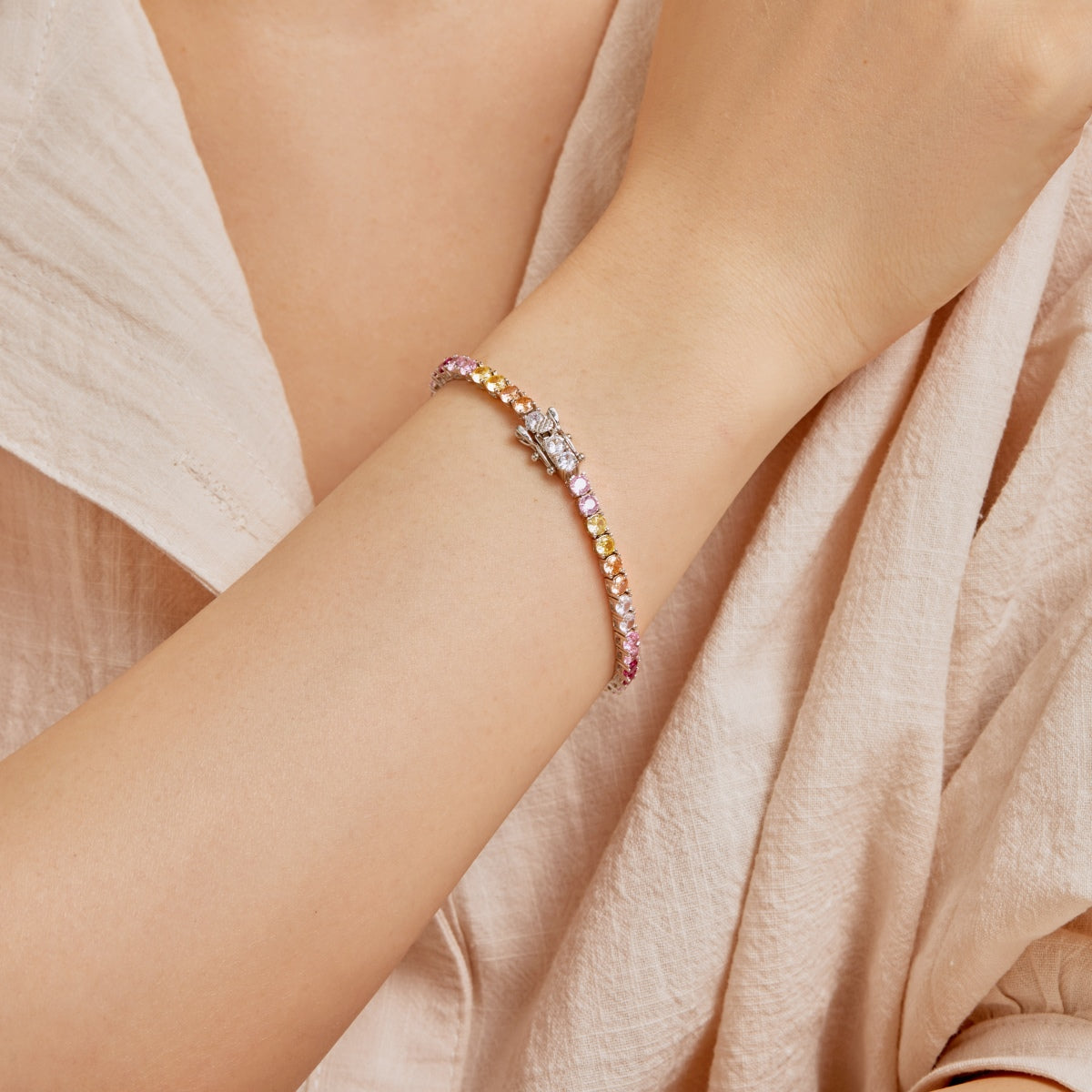 [RAFFINE]Radiant Colorful Round Cut Tennis Bracelet
