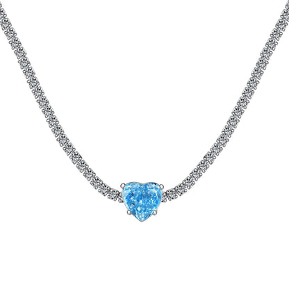 [RAFFINE]Collar de tenis brillante de 2,0 quilates con corte de corazón