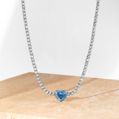 [RAFFINE]Collar de tenis brillante de 2,0 quilates con corte de corazón