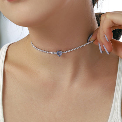 [RAFFINE]Collar de tenis brillante de 2,0 quilates con corte de corazón