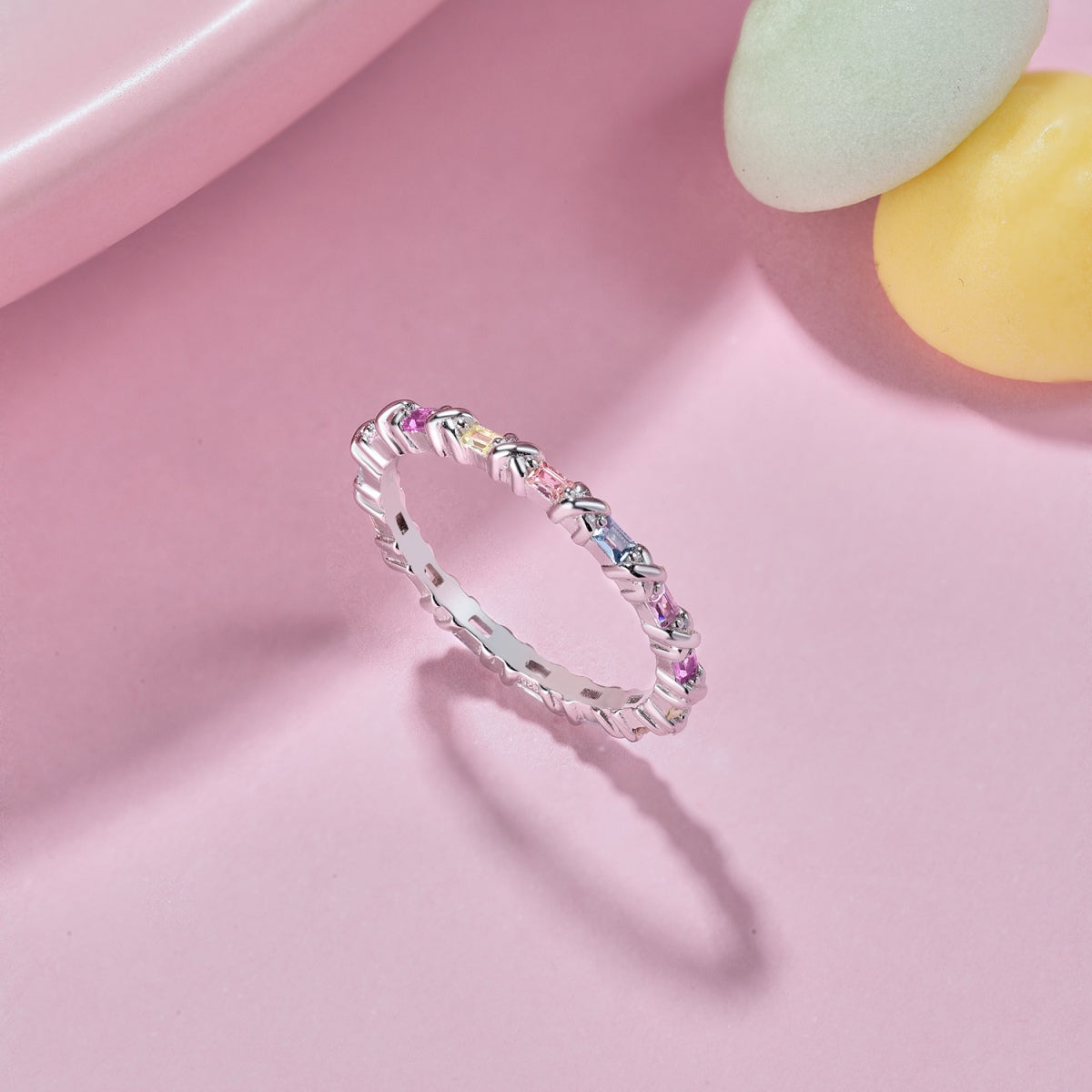 [RAFFINE]Charming Colorful Round Cut Daily Ring