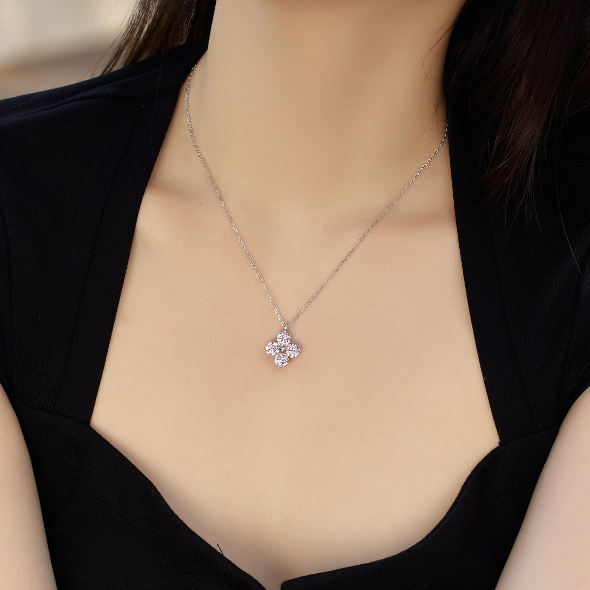 [RAFFINE]Collar de trébol de cuatro hojas y estrella de ocho puntas