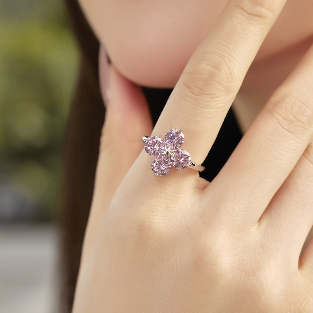 [RAFFINE]Four-Leaf Clover Eight-Pointed Star Ring
