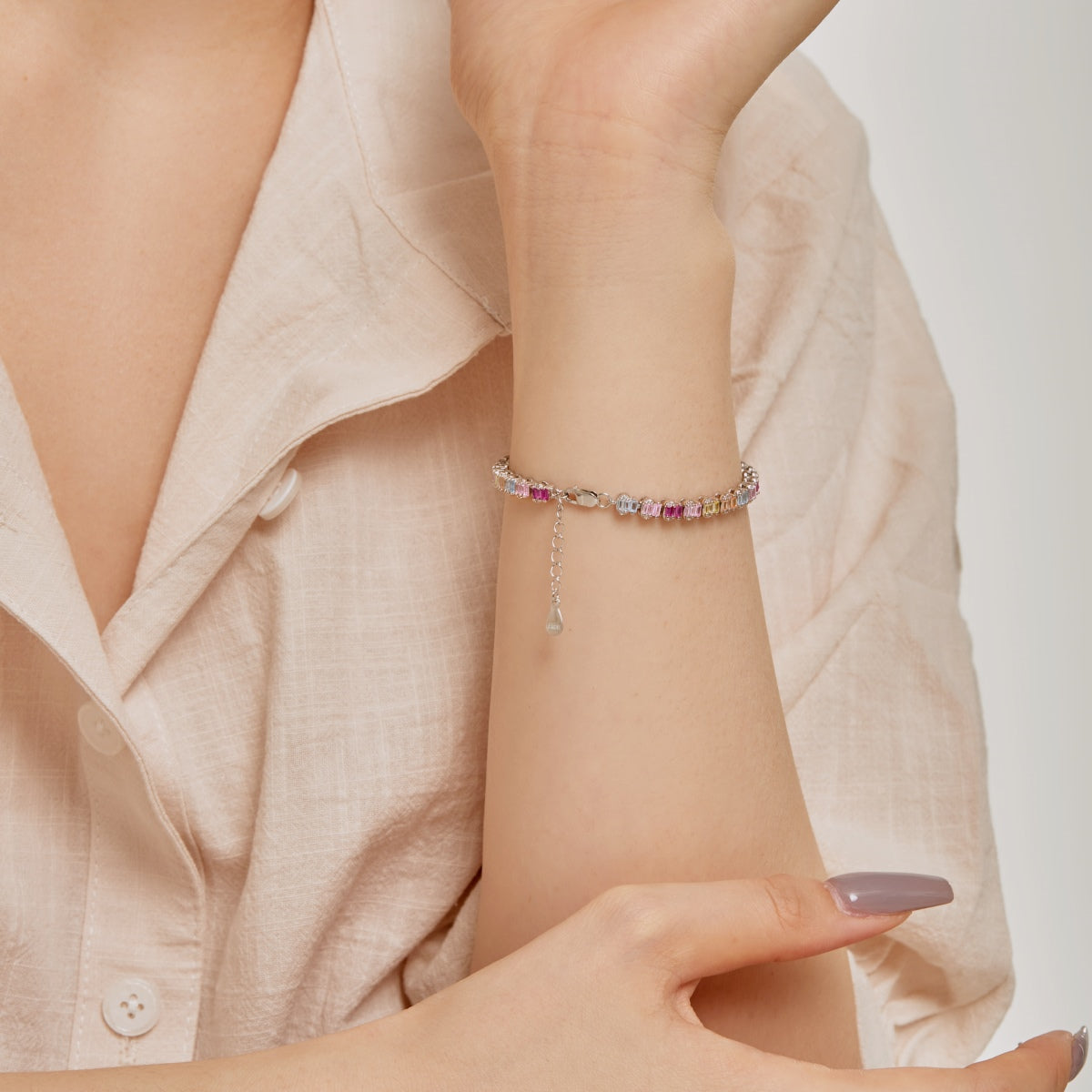 [RAFFINE]Delicate Colorful Emerald Cut Party Bracelet