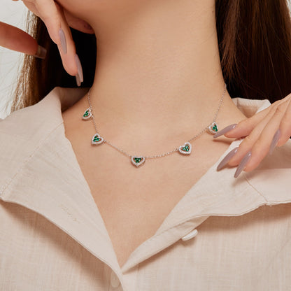 [RAFFINE]Sparkling Five Heart Necklace