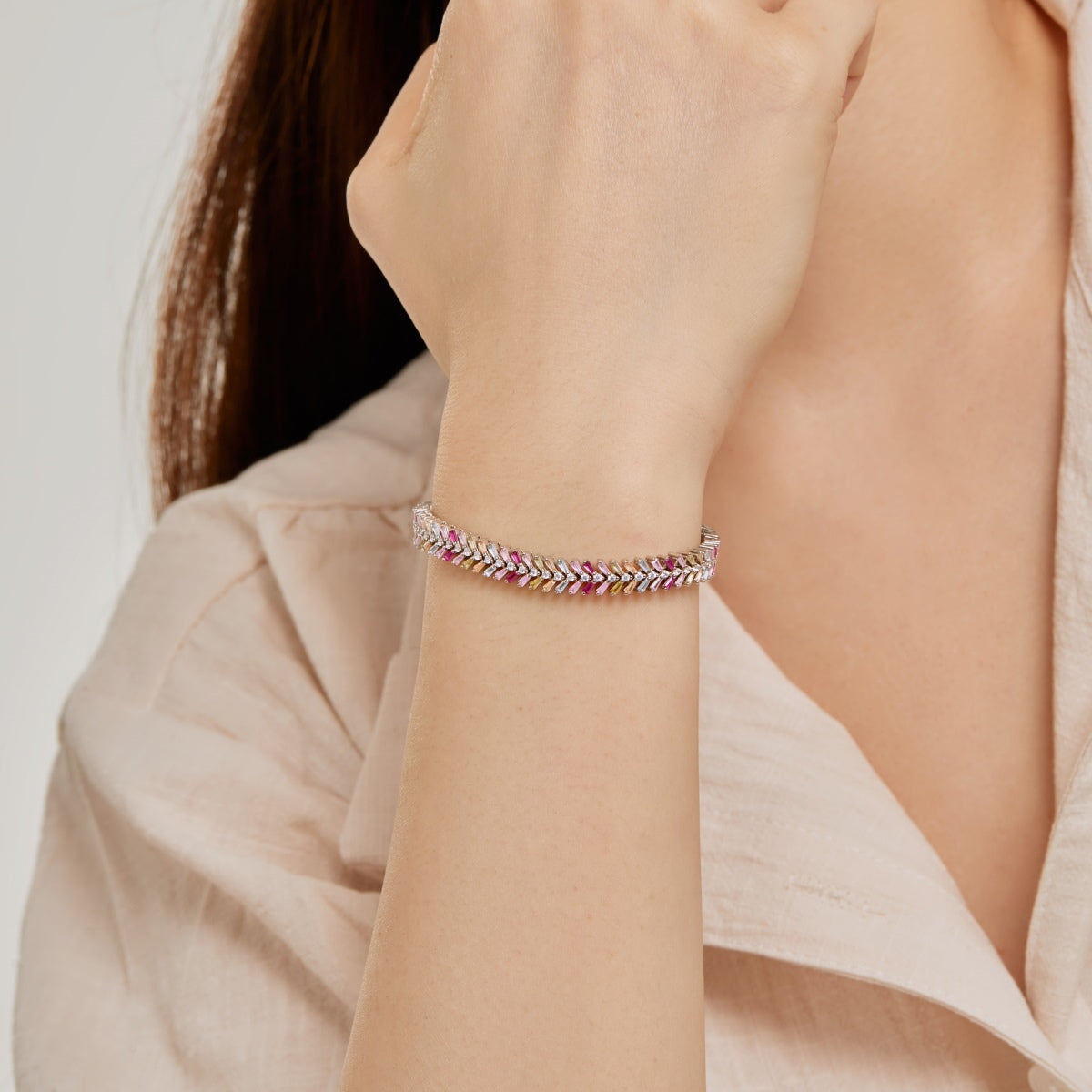 [Raffine]Zierliches Armband im strahlenden Smaragdschliff für den Alltag