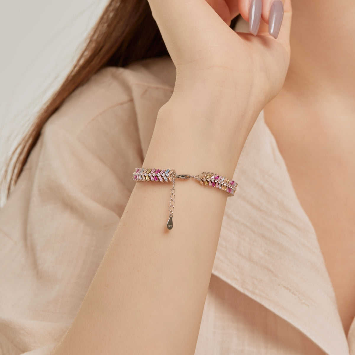 [Raffine]Zierliches Armband im strahlenden Smaragdschliff für den Alltag