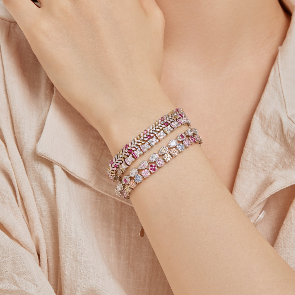 [Raffine]Zierliches Armband im strahlenden Smaragdschliff für den Alltag