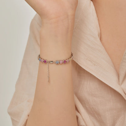 [Raffine] Zartes, farbenfrohes Armband im Smaragdschliff
