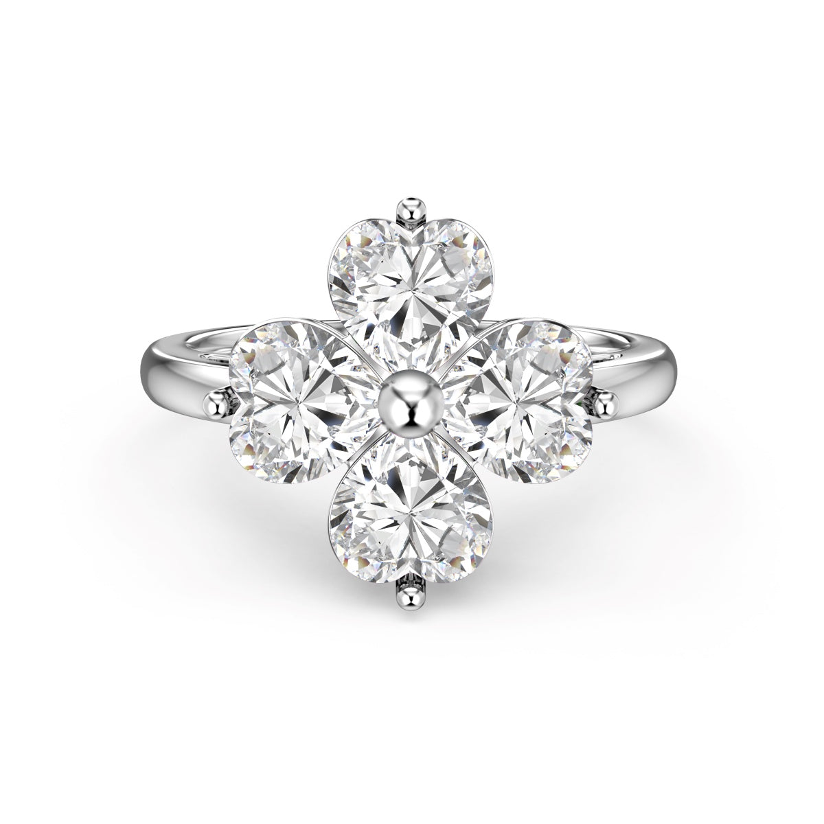 [RAFFINE]Heart-shaped Four-Leaf Clover Ball Ring