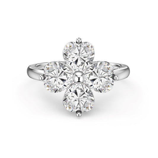 [Raffine]Heart-shaped Four-Leaf Clover Ball Ring