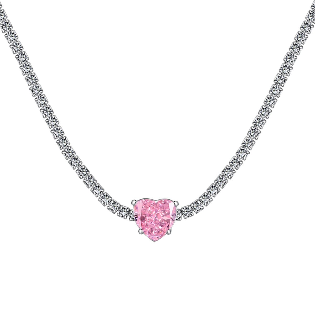 [RAFFINE]Collar de tenis brillante de 2,0 quilates con corte de corazón