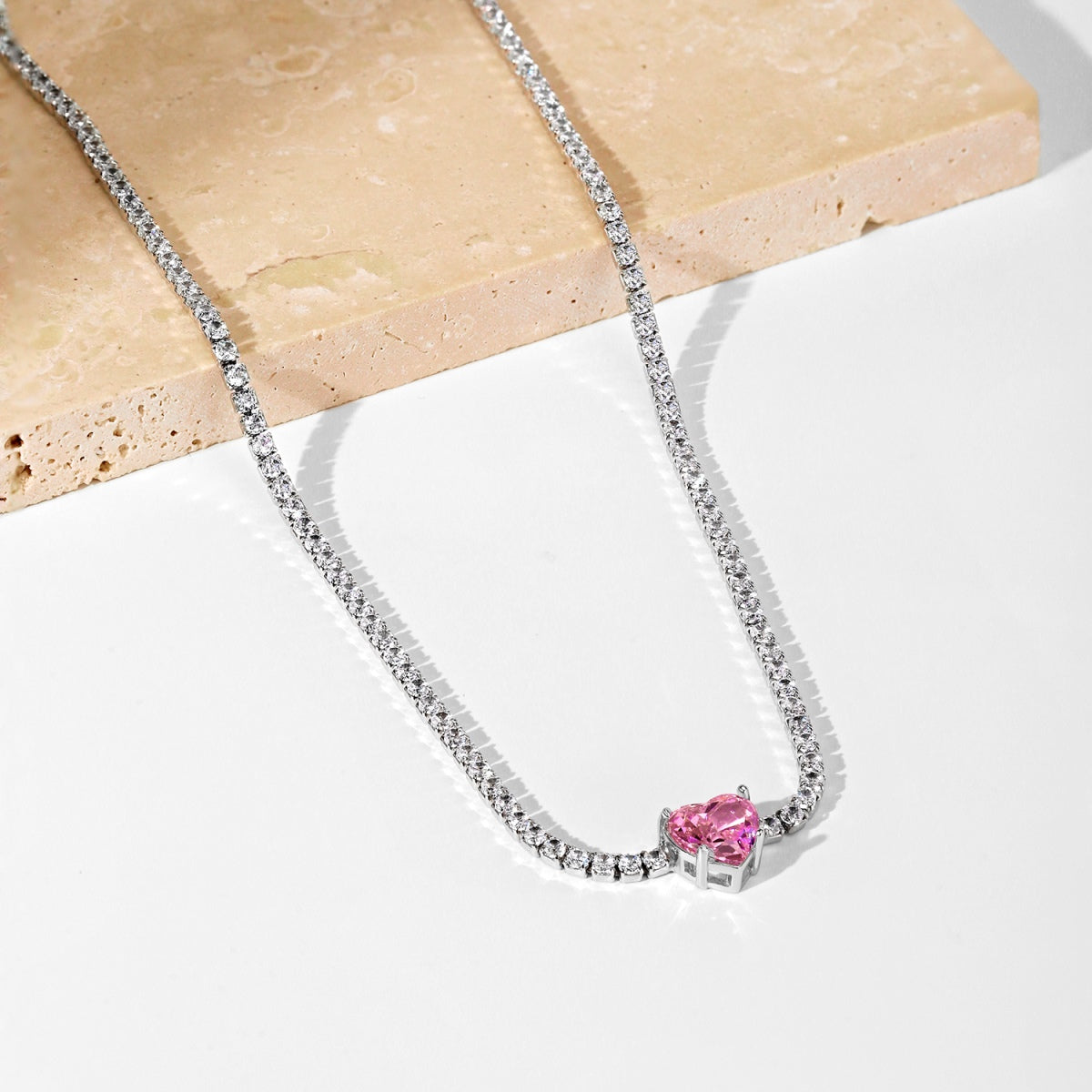 [RAFFINE]Collar de tenis brillante de 2,0 quilates con corte de corazón