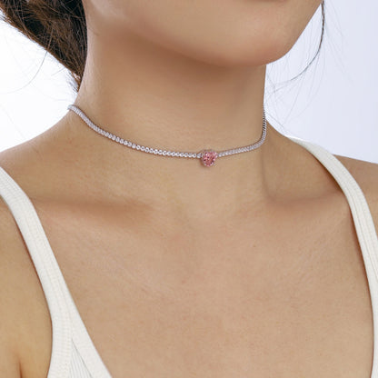 [RAFFINE]Collar de tenis brillante de 2,0 quilates con corte de corazón