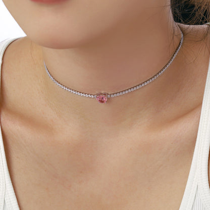 [RAFFINE]Collar de tenis brillante de 2,0 quilates con corte de corazón