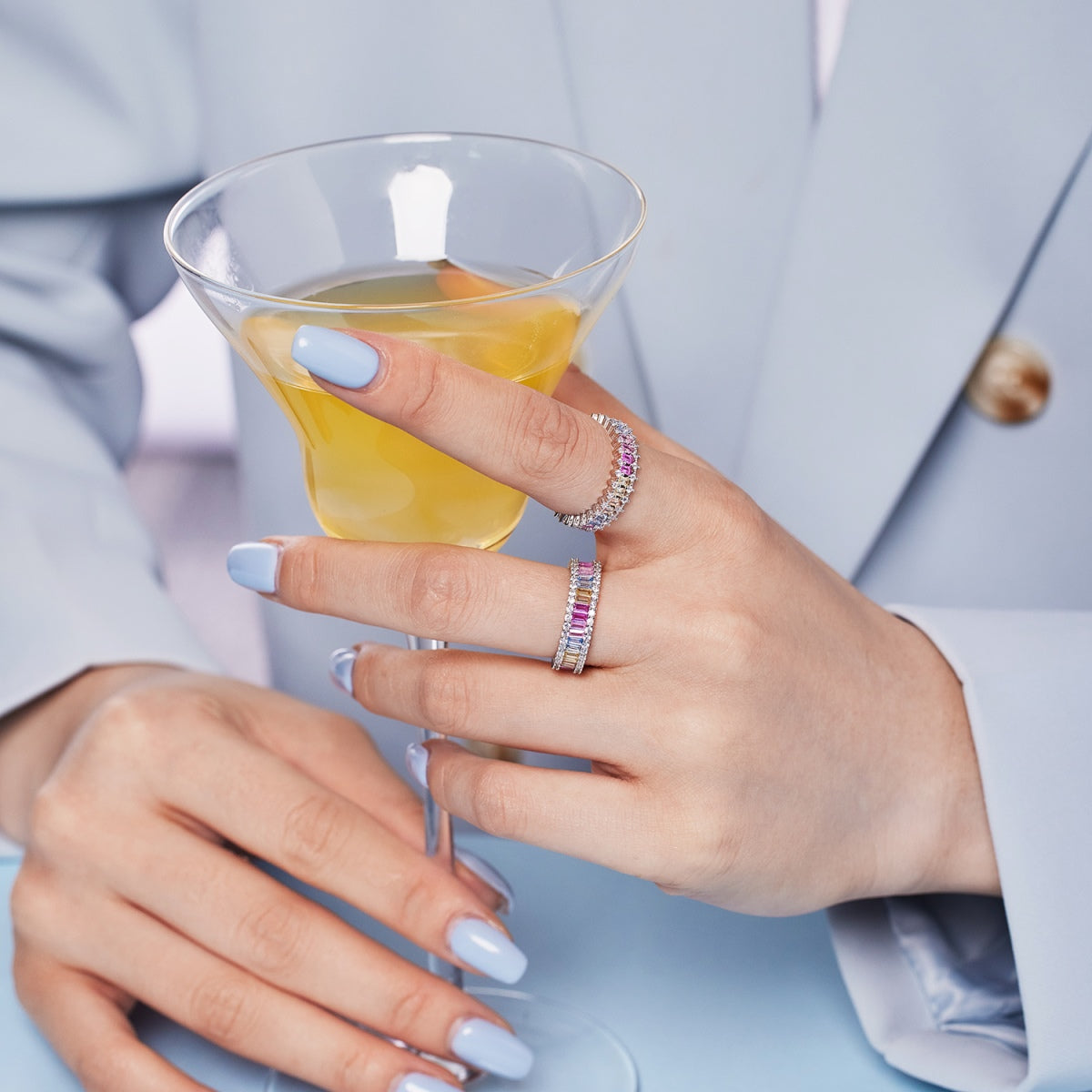 [RAFFINE]Splashy Ornate Emerald Cut Cocktail Ring