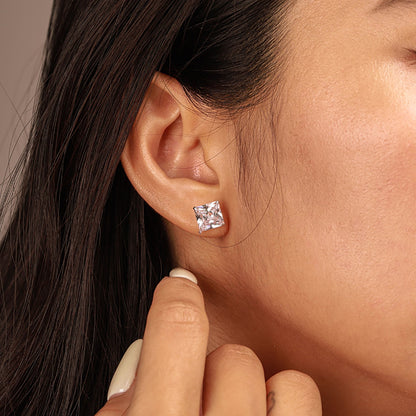 [RAFFINE]Pendientes de forma cuadrada adornada