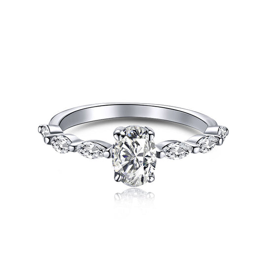 [RAFFINE]0.75 Carat Luxurious Vibrant Elongated Cushion Cut Daily Ring