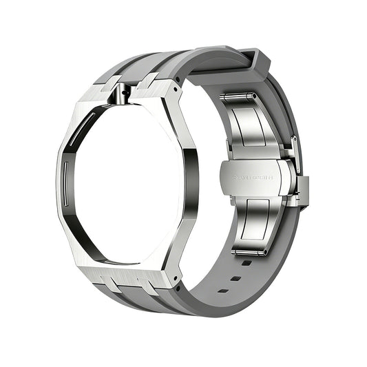 Oak Pop Gray Steel Silicone Strap