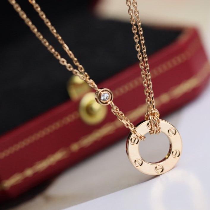 [RAFFINE]LOVE NECKLACE ADJUSTABLE ROSE GOLD 2 DIAMOND